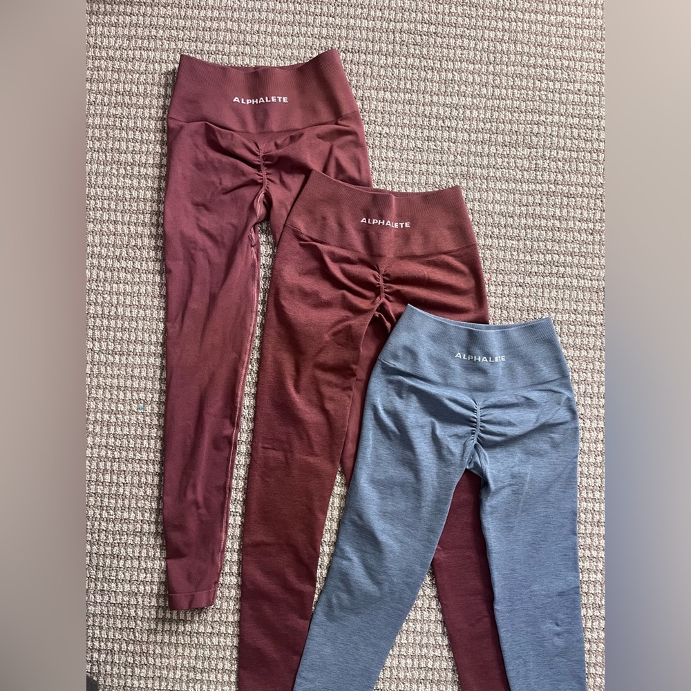 Alphalete Leggings - Burgundy and Slate Trio